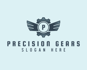 Industrial Gear Wing Mechanic logo design