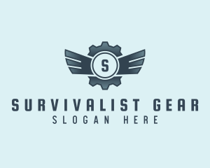 Industrial Gear Wing Mechanic logo design