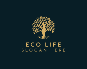 Gold Woman Tree logo design