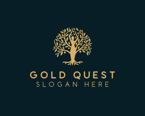 Gold Woman Tree logo design