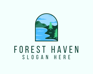 Pine Forest Lake Badge logo design