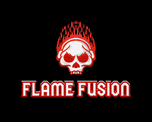Flaming Skull Headphones logo design