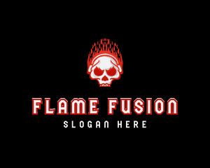 Flaming Skull Headphones logo design