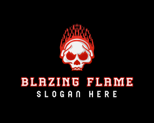 Flaming Skull Headphones logo design