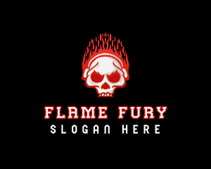 Flaming Skull Headphones logo design