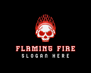 Flaming Skull Headphones logo design