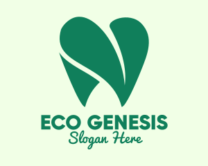 Green Eco Dentistry Heart logo design