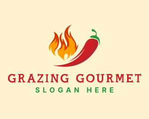 Hot Chili Fire Grill logo design