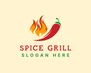 Hot Chili Fire Grill logo design