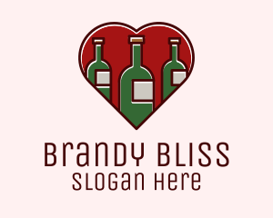 Heart Wine Bottles logo design