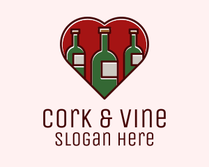 Heart Wine Bottles logo design