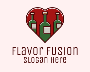 Heart Wine Bottles logo design