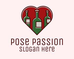 Heart Wine Bottles logo design