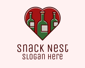 Heart Wine Bottles logo design