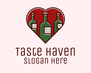 Heart Wine Bottles logo design