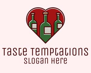 Heart Wine Bottles logo design