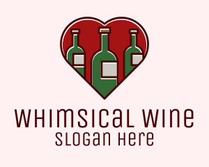 Heart Wine Bottles logo design