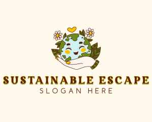 Hand Sustainable Globe logo design