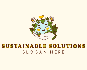 Hand Sustainable Globe logo design