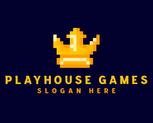 Pixelated Game Crown logo design