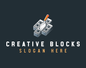 Trowel Concrete Blocks logo design