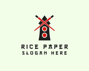 Asian Chopsticks Windmill logo design