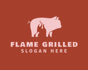 Pork Pig Roast Grill logo design