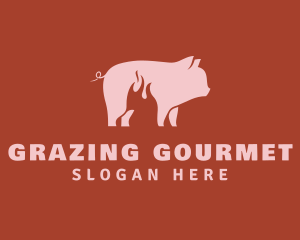 Pork Pig Roast Grill logo design