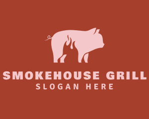 Pork Pig Roast Grill logo design