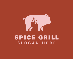 Pork Pig Roast Grill logo design