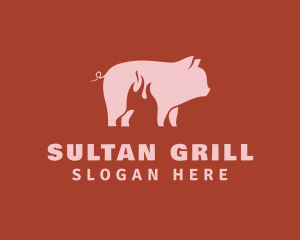 Pork Pig Roast Grill logo design