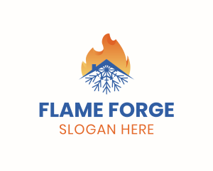 Flame Snowflake House logo design