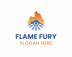 Flame Snowflake House logo design