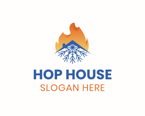 Flame Snowflake House logo design