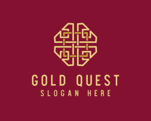 Gold Oriental Hexagon logo design