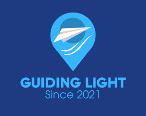 Paper Plane Location Pin logo design