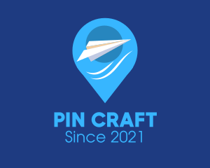 Paper Plane Location Pin logo design