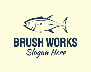 Brush Stroke Tuna Fishing logo design