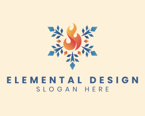 Blazing Fire Snow Element logo design