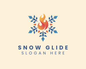 Blazing Fire Snow Element logo design