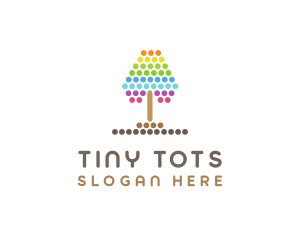 Kindergarten Dotted Tree  logo design