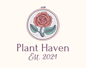 Rose Plant Embroidery  logo design