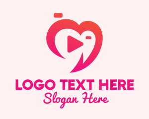 Camera - Heart Video App logo design