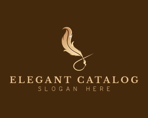 Elegant Plume Quill logo design