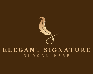 Elegant Plume Quill logo design