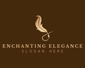 Elegant Plume Quill logo design