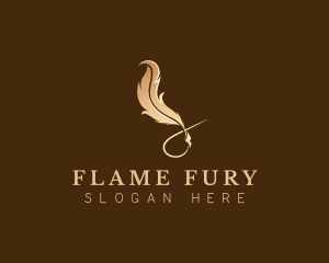 Elegant Plume Quill logo design