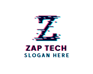 Pixel Glitch Letter Z logo design