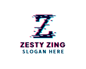 Pixel Glitch Letter Z logo design