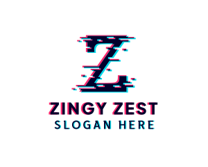 Pixel Glitch Letter Z logo design